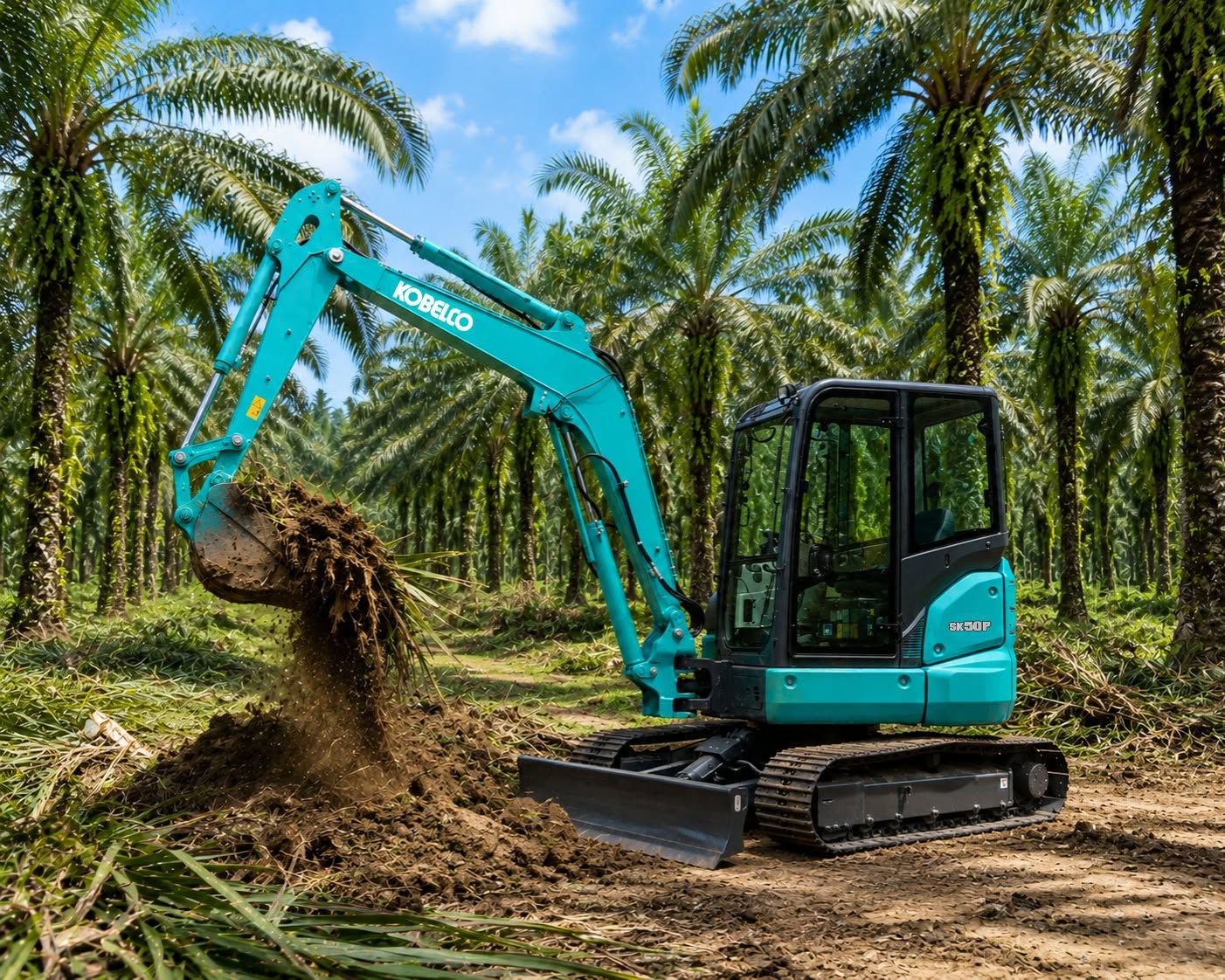 Kobelco SK50P-6 làm việc trong không gian hẹp