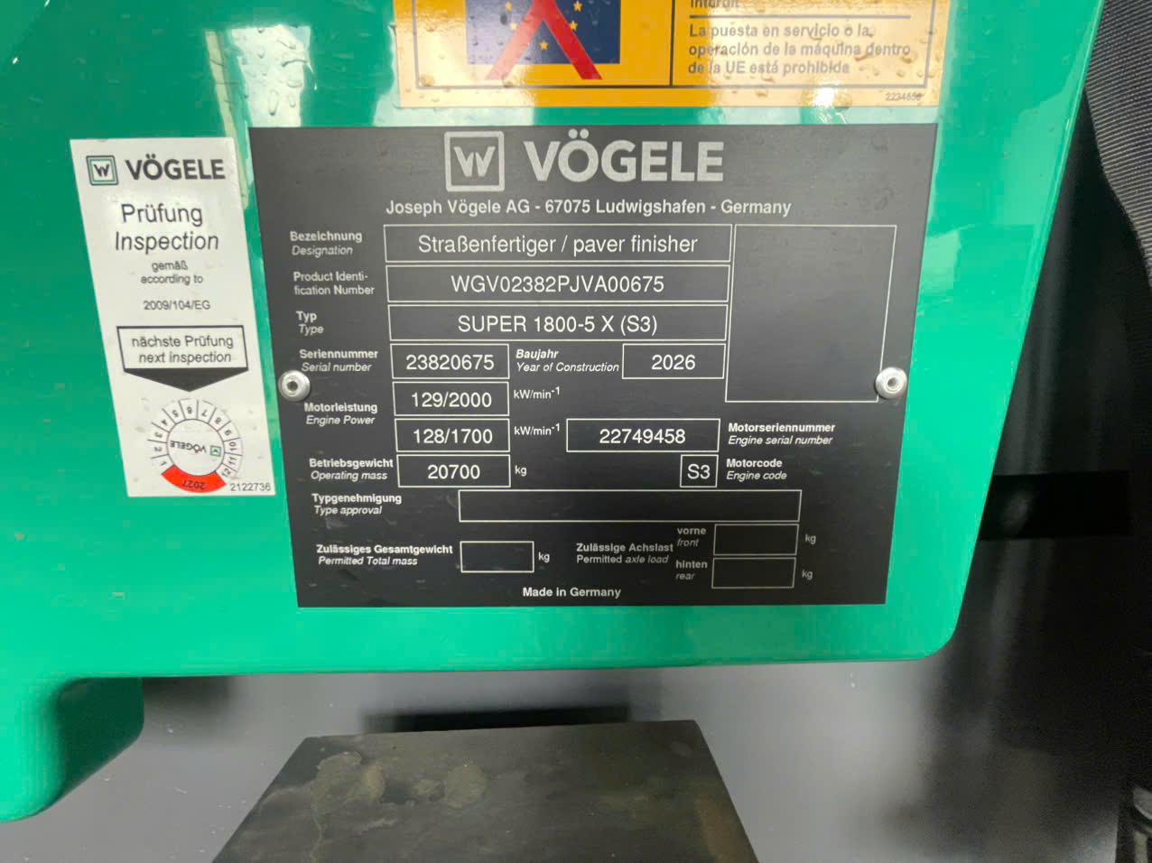 tem Vögele SUPER 1800-5 X đời 2026